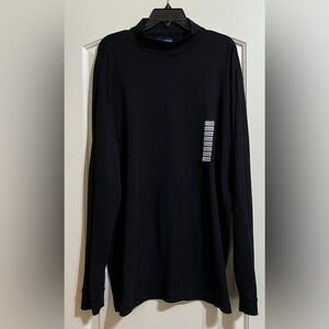 NWT John Ashford Men's Black Mock Neck Lightweight Sweater XL
